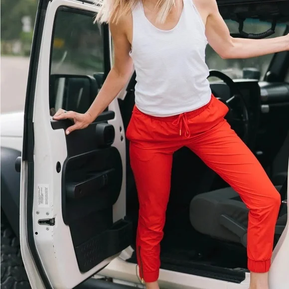 Zyia red everywhere zipper jogger hotsell